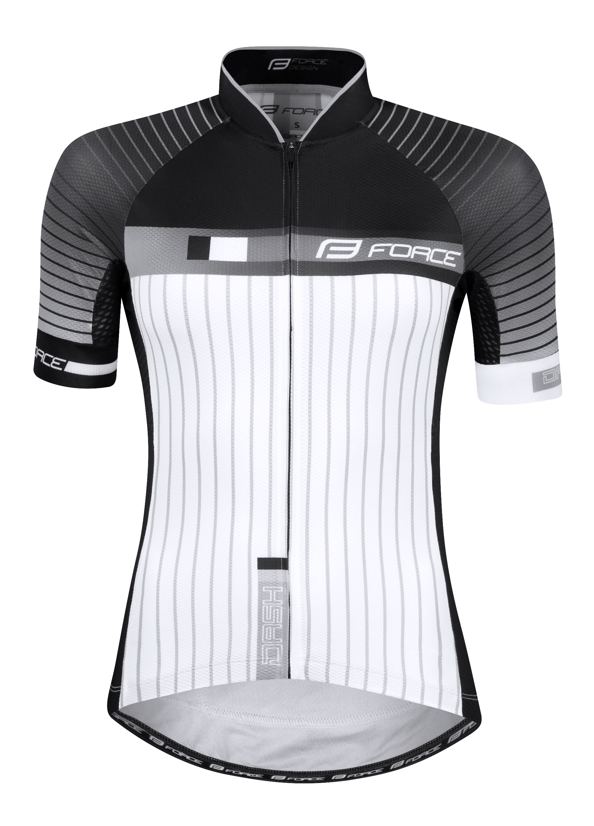 Dámský dres FORCE DASH krátký rukáv černo-bílý XL