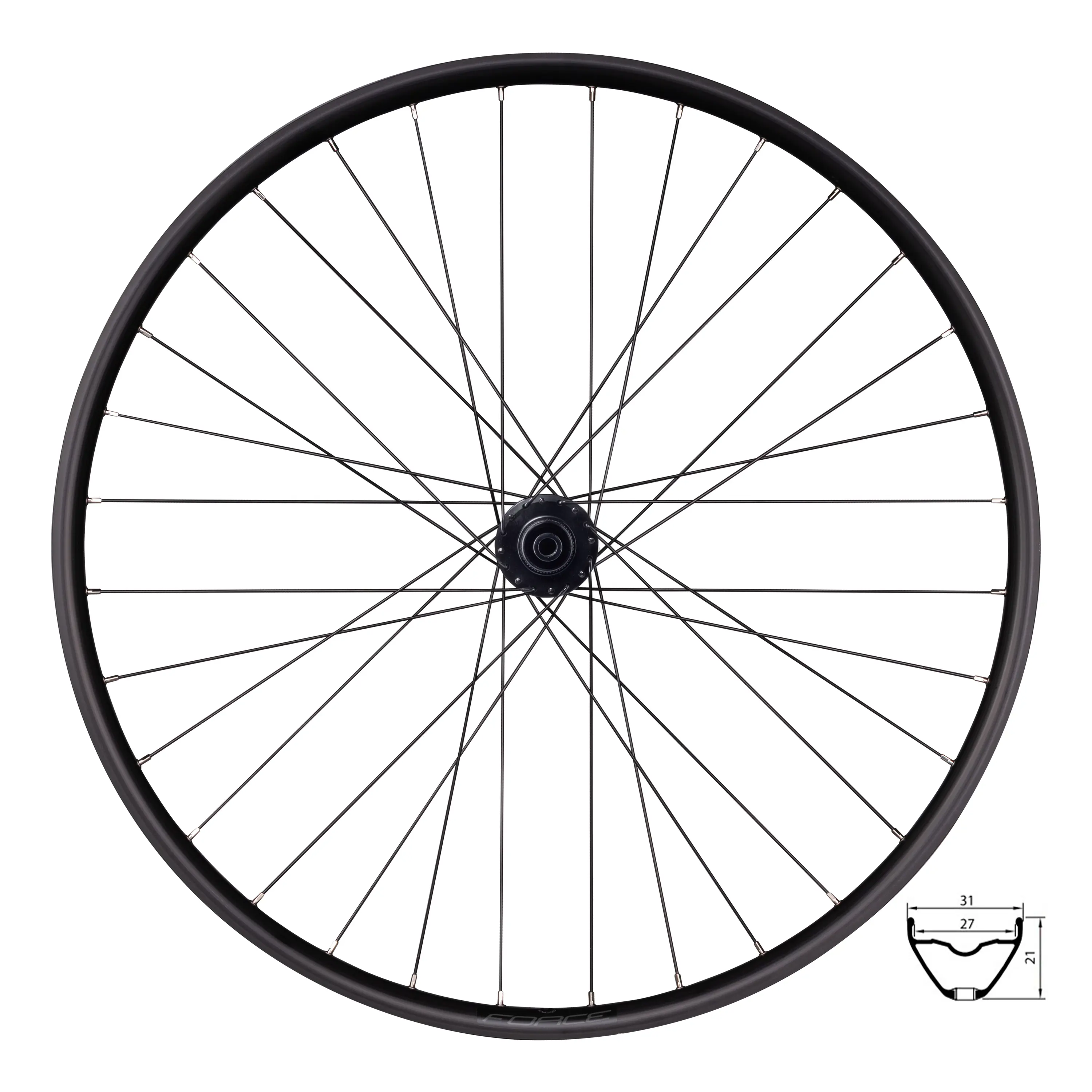 Zapletené kolo force xc 29 shimano center lock 32 děr zadní