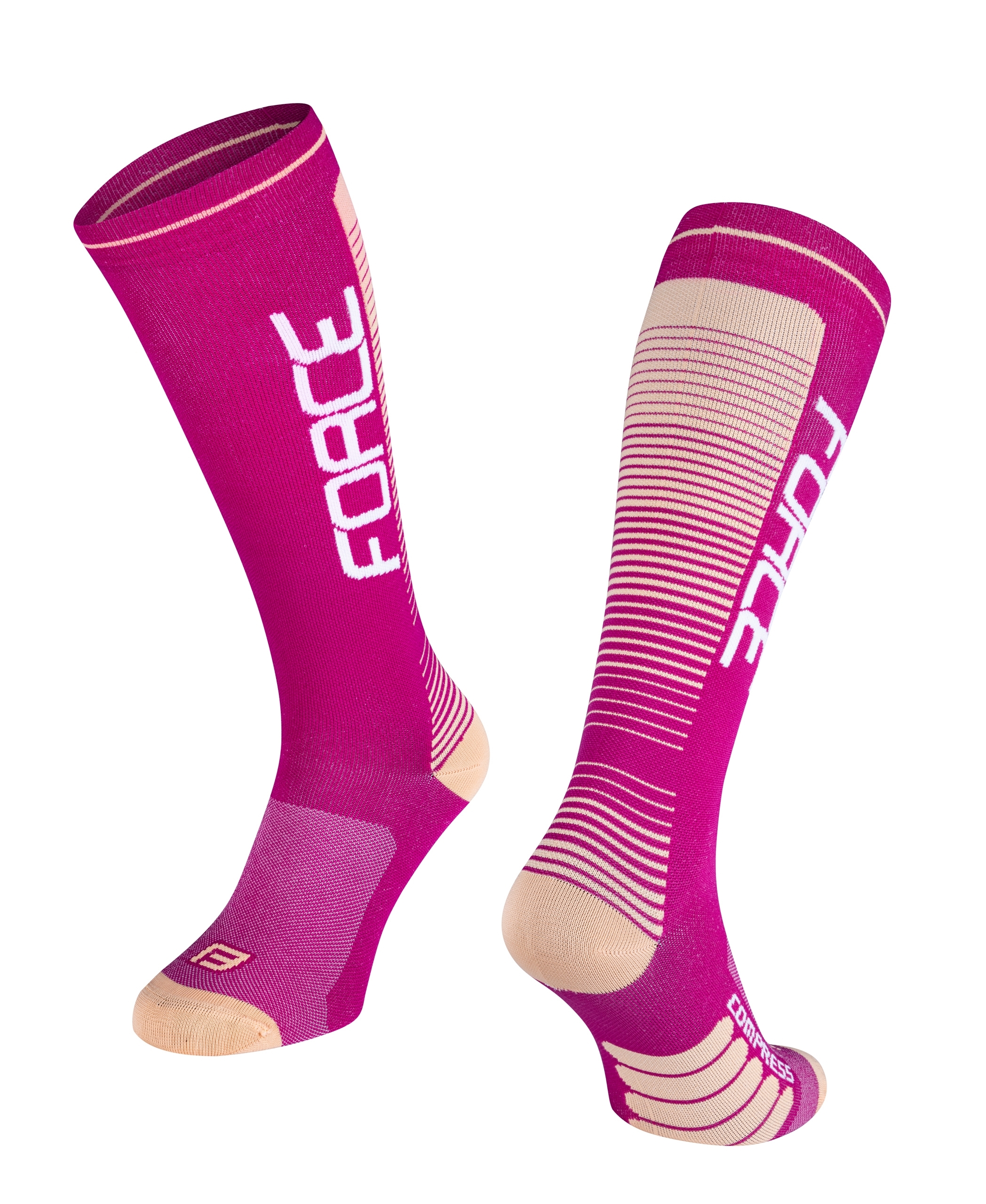 Kompresní ponožky FORCE Compress fialovo-meruňkové L-XL/42-47