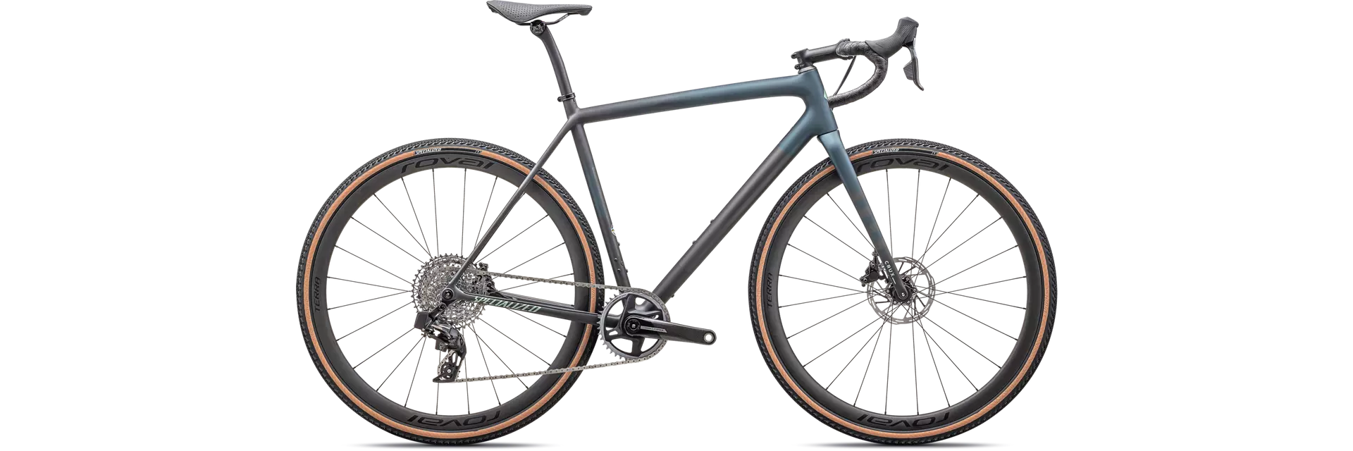 Gravel kolo SPECIALIZED Crux Pro Satin Carbon / Deep Lake Metallic / Smoke / Wht 2025 49