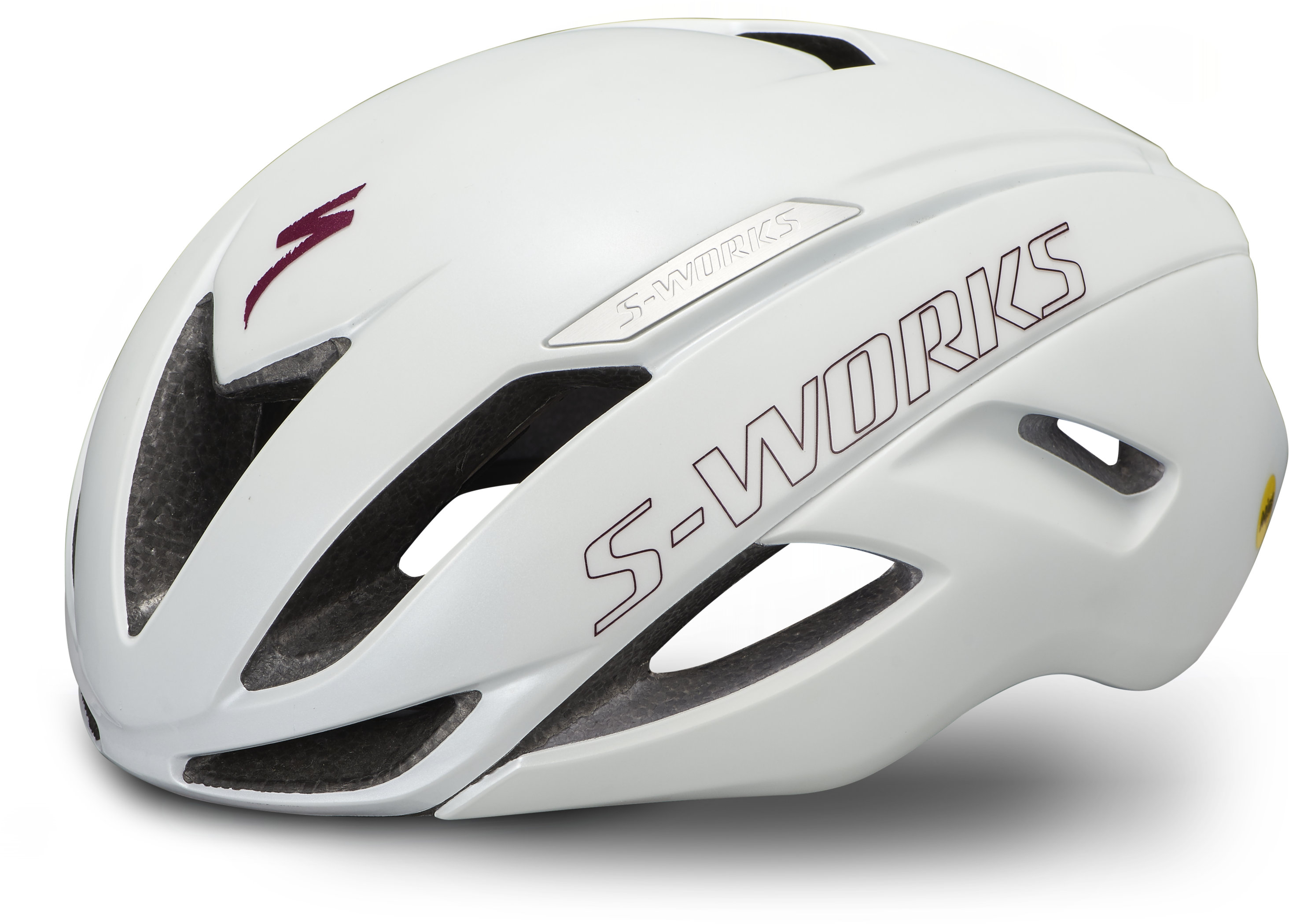 Přilba SPECIALIZED S-Works Evade II ANGi Ready MIPS Matte Gloss Metalic White/Maroon L