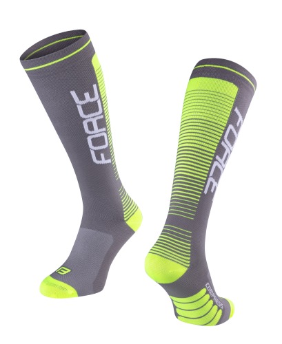 Kompresní ponožky FORCE Compress šedo-fluo