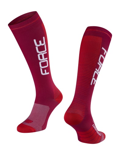 Kompresní ponožky FORCE Compress bordó-červené